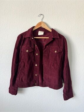 American Apparel Corduroy Jacket in Wine - Classic Casual Button-Up